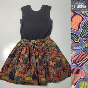 XS KATE SPADE POCKETS SATURDAY TRIBAL SLEEVELESS BLACK ORANGE DRESS EXTRA SMALL